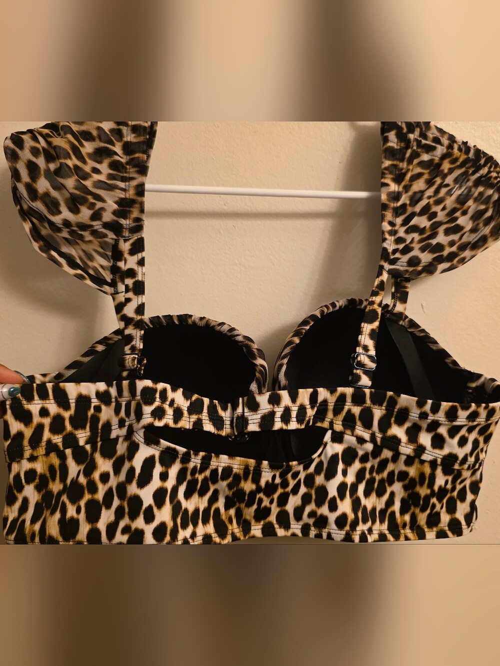 1 DD/DDDTorrid Leopard Print Longline Bikini Top - Black, Brown, Cream - Picture 7 of 10